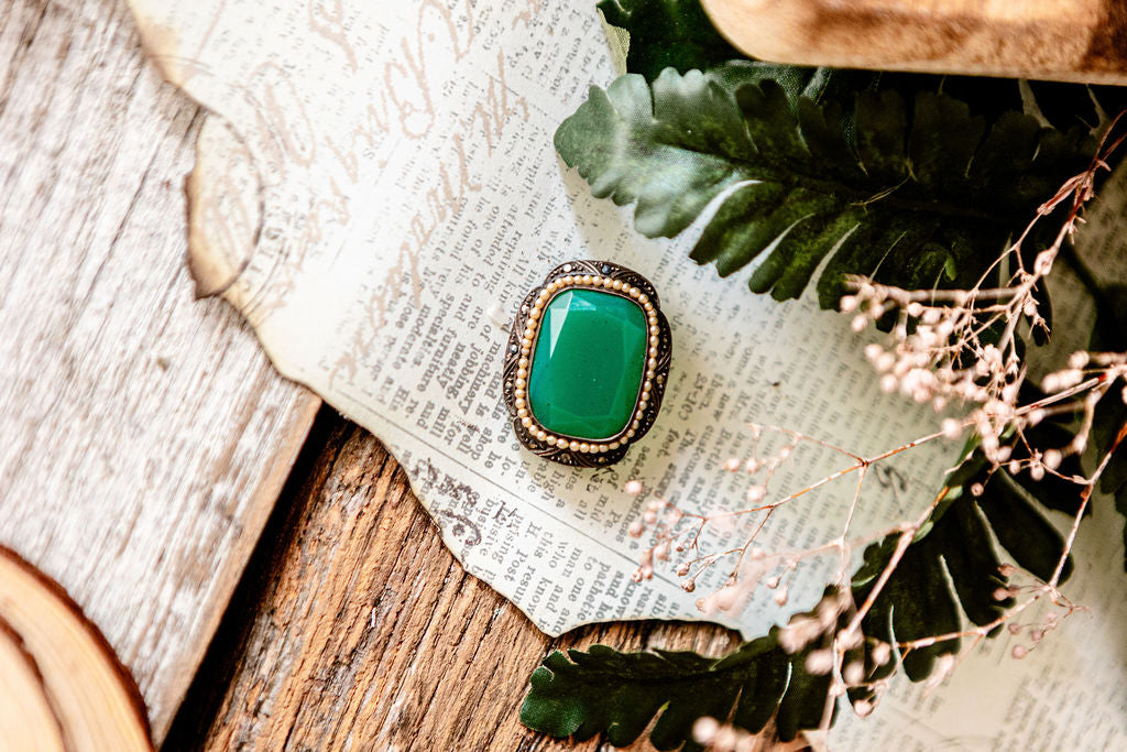 Gold Filled Chalcedony Brooch