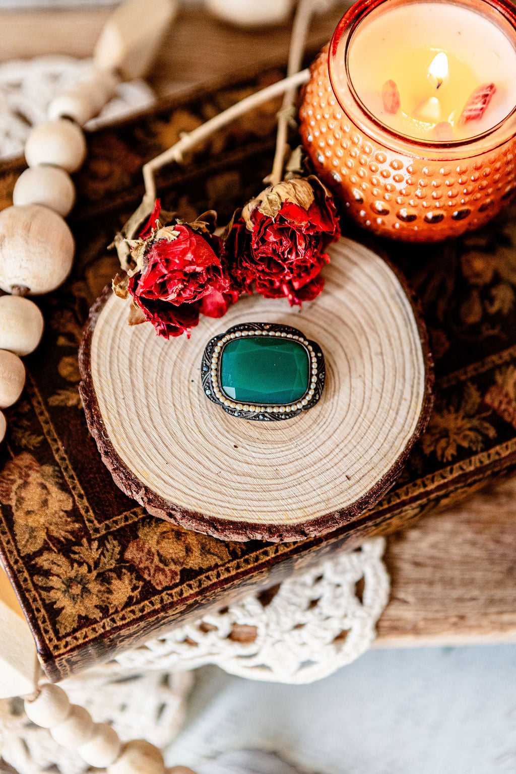 Gold Filled Chalcedony Brooch