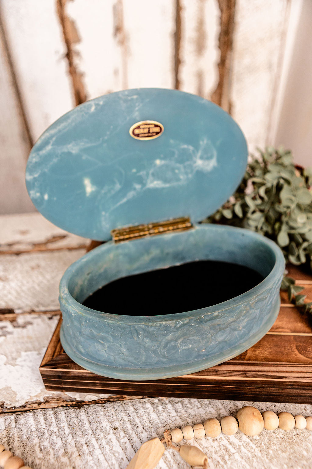 Handcrafted Incolay Jewelry Box (Blue)
