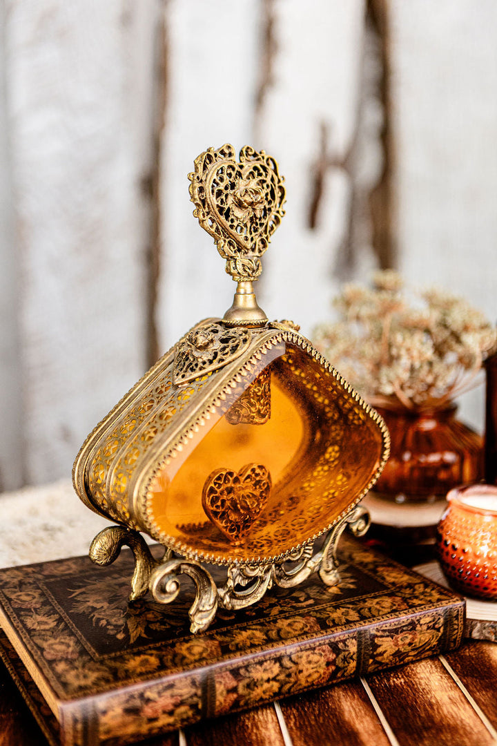 Antique Glass Amber Perfume Bottle