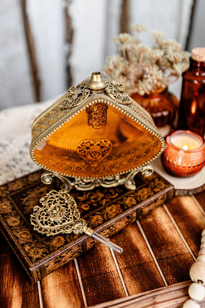 Antique Glass Amber Perfume Bottle