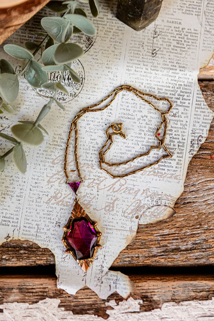 Art Deco Amethyst Glass Necklace
